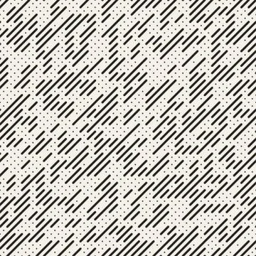 Vector Seamless Irregular Lines Grid Pattern. Trendy Monochrome Texture. Ab.. イラスト素材