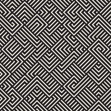 Vector Seamless Irregular Maze Lines Geometric Pattern 스톡 일러스트