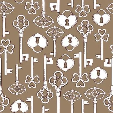Vector seamless keys pattern. Vintage illustration background Stock Illustration