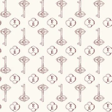 Vector seamless keys pattern. Vintage illustration background Stock Illustration