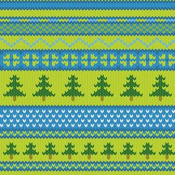 Vector seamless knitted pattern with pine Stock Illustration