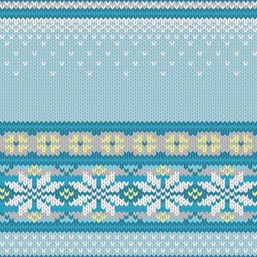 Vector seamless knitted pattern with snowflakes Stock Illustration