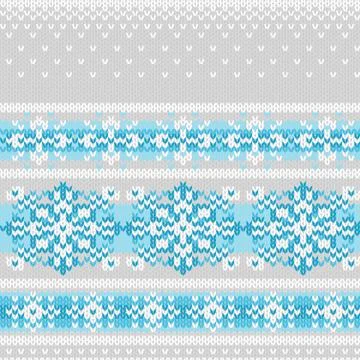 Vector seamless knitted pattern with snowflakes Stock Illustration