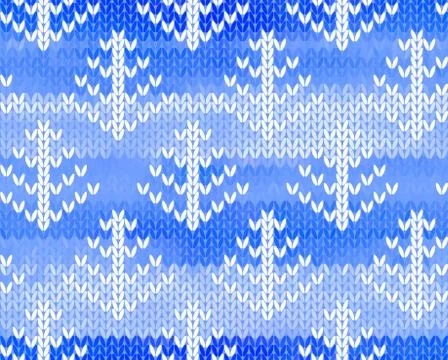 Vector seamless knitted pattern with trees Stock Illustration