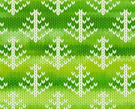 Vector seamless knitted pattern with trees Stock Illustration