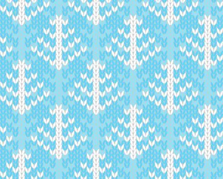 Vector seamless knitted pattern with trees Stock Illustration