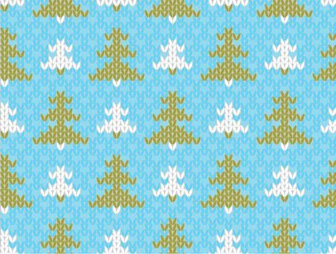 Vector seamless knitted pattern with trees Stock Illustration