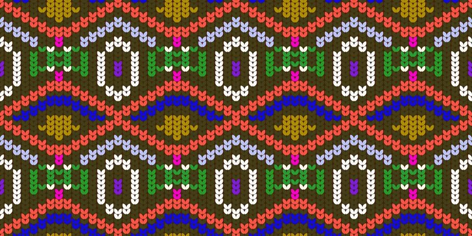 Vector seamless knitting pattern. color knitted seamless pattern Illustrazione stock