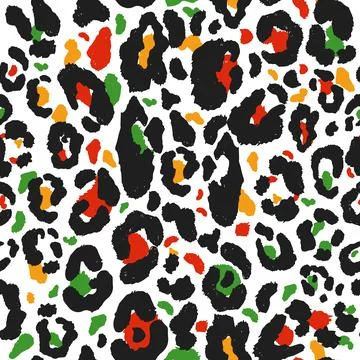 Vector seamless kwanzaa pattern with colored leopard print. Animal print. Che Illustrazione stock