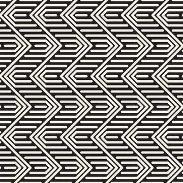 Vector seamless lattice pattern. Geometric striped zigzag lines ornament. Mon Stock Illustration