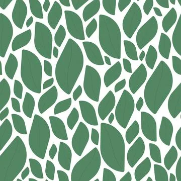 Vector seamless leaves pattern - green mosaic design. Hand drawn decorative Иллюстрация