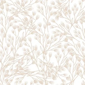Vector seamless leaves pattern. Pastel beige and white background. Trendy floral Stock Illustration