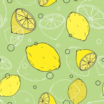 Vector seamless lemon fruit pattern design Stock Illustration
