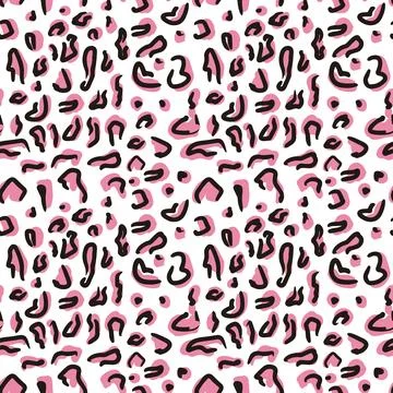 Vector seamless leopard pattern, black and blue spots on a white background c Stock Illustration