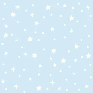 Vector seamless light blue background with stars and snowflakes Stock Illustration