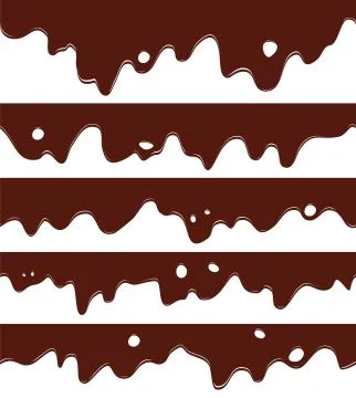 Vector seamless liquid chocolate borders Stock Illustration