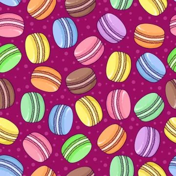 Vector seamless macaroon pattern on bright background. Stock Illustration