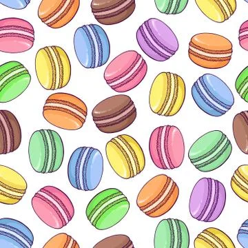 Vector seamless macaroon pattern on white background. Stock Illustration