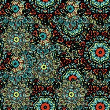 Vector seamless mandala flower pattern background Vector seamless mandala ... 스톡 사진