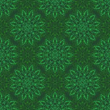 Vector Seamless Mandala Pattern over green Stock Illustration