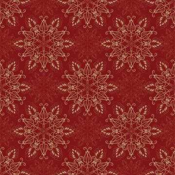 Vector Seamless Mandala Pattern over red Illustrazione stock
