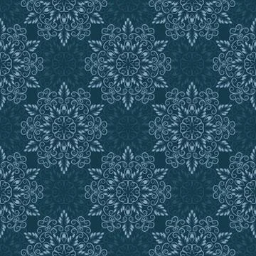 Vector Seamless Mandala Pattern over blue Illustrazione stock