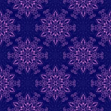 Vector Seamless Mandala Pattern over dark blue 스톡 일러스트