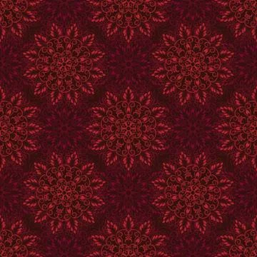 Vector Seamless Mandala Pattern over red Stock Illustration