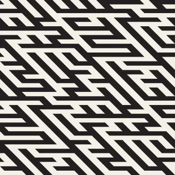 Vector Seamless Maze Diagonal Line Geometric Irregular Pattern Stock Illustration