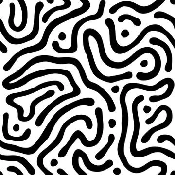 Vector seamless maze pattern. Abstract wavy black and white background. 스톡 일러스트