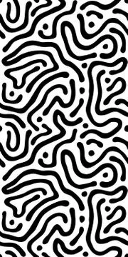 Vector seamless maze pattern. Abstract wavy black and white background. 스톡 일러스트