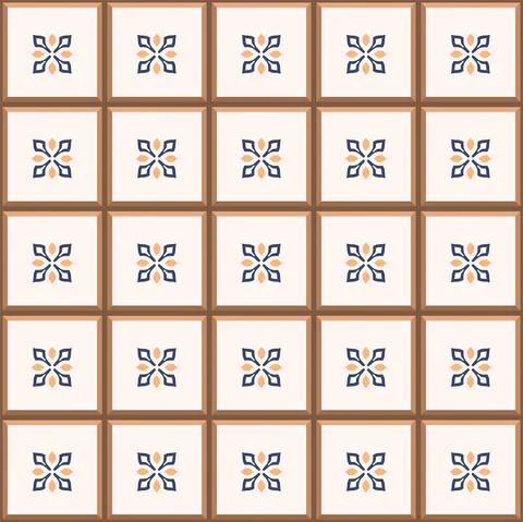 Vector. Seamless mediterranean geometric folk pattern. Talavera template. Stock Illustration