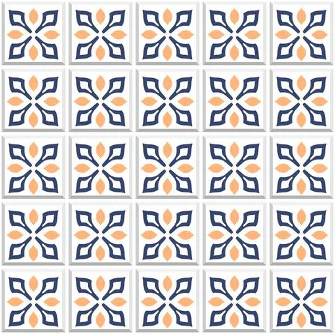 Vector. Seamless mediterranean geometric folk pattern. Talavera template. Ilustración de archivo