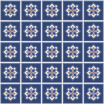 Vector. Seamless mediterranean geometric folk pattern. Talavera template. Stock Illustration
