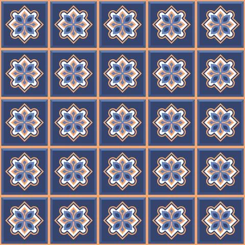 Vector. Seamless mediterranean geometric folk pattern. Talavera template. Stock Illustration