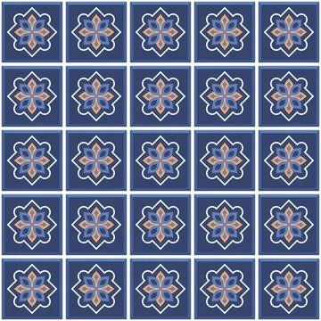 Vector. Seamless mediterranean geometric folk pattern. Talavera template. Stock Illustration