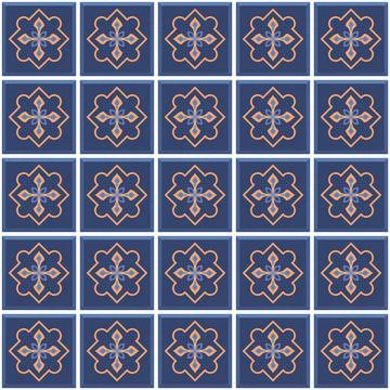 Vector. Seamless mediterranean geometric folk pattern. Talavera template. Stock Illustration