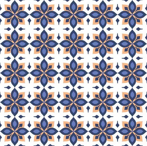 Vector. Seamless mediterranean geometric pattern in patchwork style. 스톡 일러스트