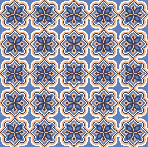 Vector. Seamless mediterranean geometric pattern in patchwork style. 스톡 일러스트