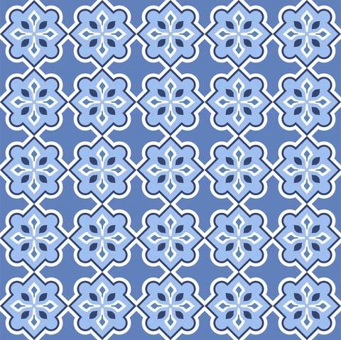 Vector. Seamless mediterranean geometric pattern in patchwork style. Talavera Stock Illustration