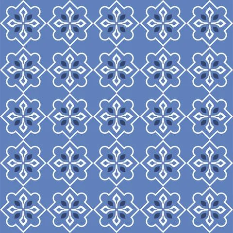 Vector. Seamless mediterranean geometric pattern in patchwork style. Talavera 库存插图