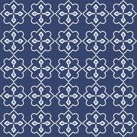 Vector. Seamless mediterranean geometric pattern in patchwork style. Talavera Illustrazione stock