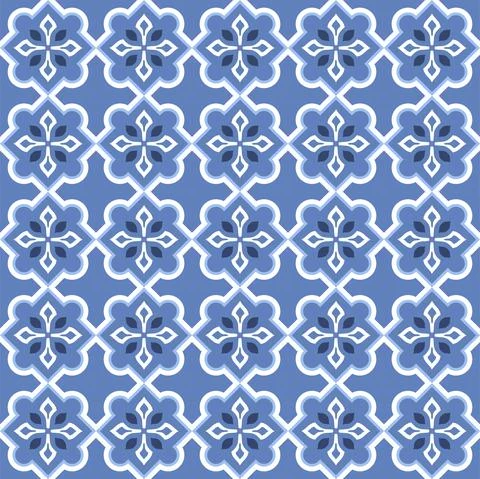 Vector. Seamless mediterranean geometric pattern in patchwork style. Talavera 库存插图