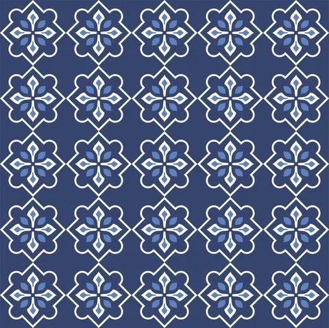 Vector. Seamless mediterranean geometric pattern in patchwork style. Talavera Stock Illustration