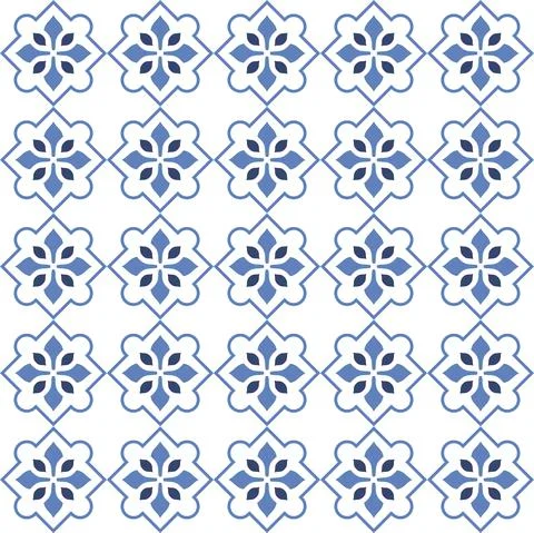 Vector. Seamless mediterranean geometric pattern in patchwork style. Talavera 스톡 일러스트