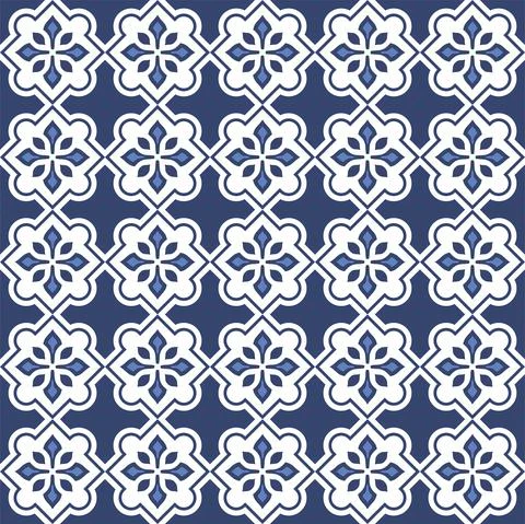 Vector. Seamless mediterranean geometric pattern in patchwork style. Talavera 스톡 일러스트