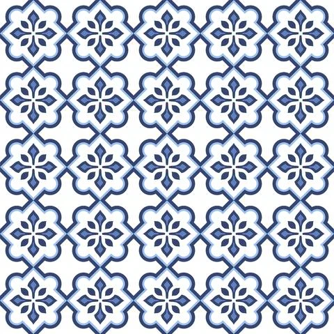 Vector. Seamless mediterranean geometric pattern in patchwork style. Talavera Stockillustratie