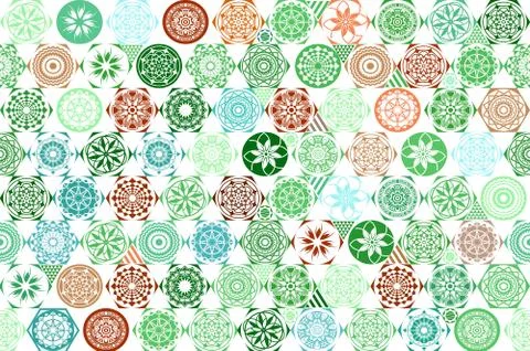 Vector seamless Mega Gorgeous seamless patchwork pattern from dark green and  Stock Illustration
