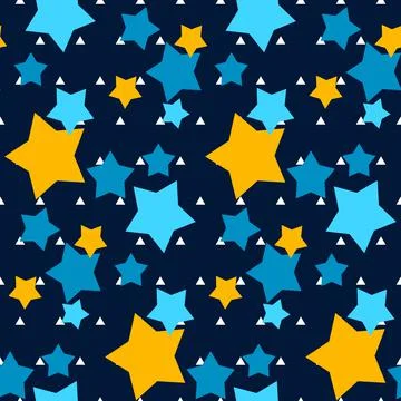 Vector seamless Memphis pattern with stars. Night sky Illustrazione stock