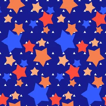 Vector seamless Memphis pattern with stars. Night sky Stock Illustration